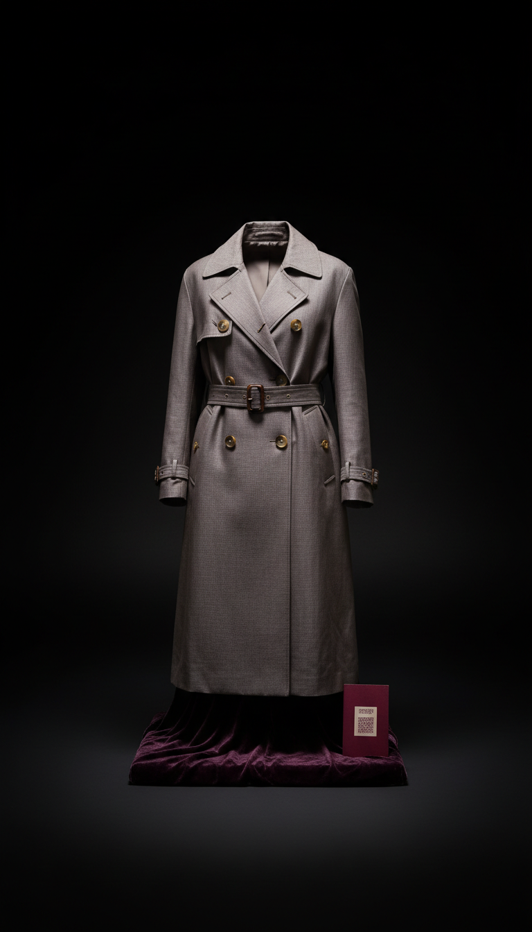 Ashen Silk double-breasted trench coat
