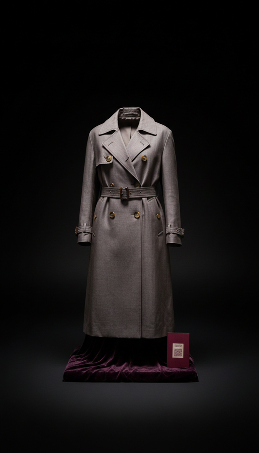 Ashen Silk double-breasted trench coat