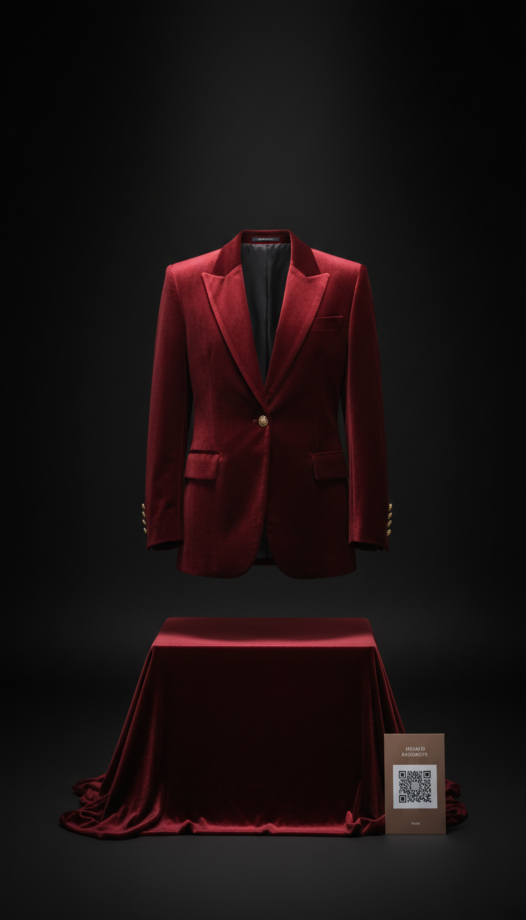 Crimson Veil velvet statement blazer